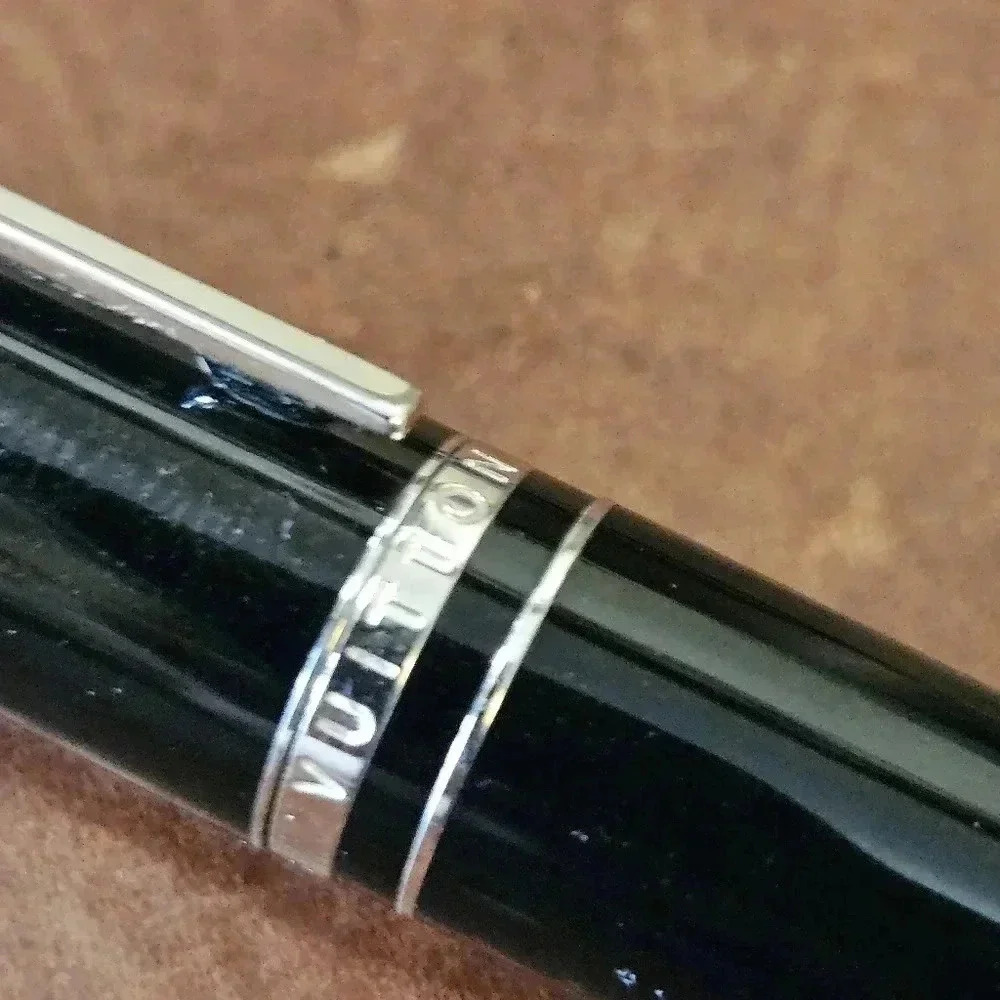 Louis Vuitton Black Lacquer Ballpoint Pen with Palladium Finish - Picture 2 of 5